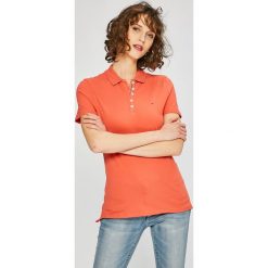 Tommy Jeans - Top. Różowe topy damskie Tommy Jeans, z bawełny, z krótkim rękawem. W wyprzedaży za 149.90 zł.