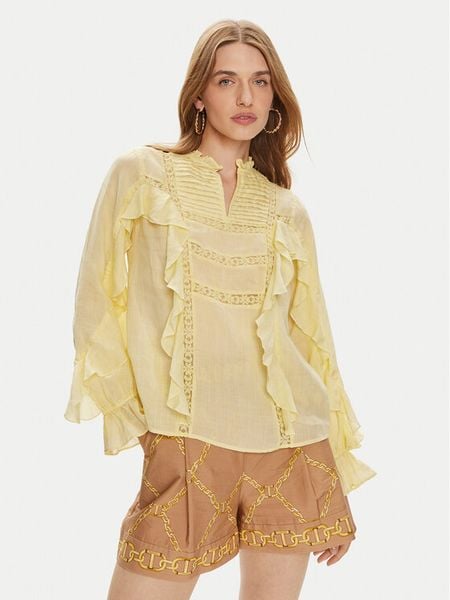 TWINSET Bluzka 241TP2530 Żółty Relaxed Fit. Żółte bluzki damskie Twinset, bez wzorów, z bawełny, bez kołnierzyka, bez ramiączek. Za 679.99 zł.
