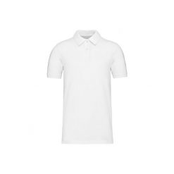 Koszulka polo z piki Kariban Bio180. Białe koszulki polo męskie KARIBAN, xl, bez wzorów, z bawełny, bez ramiączek. Za 107.50 zł.