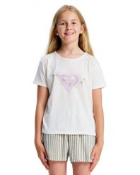 Koszulka z krótkim rękawem dla Dziewczynki LILYREGULAR NIGHT Biały. Białe t-shirty i topy dla dziewczynek Roxy, bez wzorów, z bawełny, bez ramiączek. Za 52.49 zł.