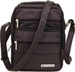 Beltimore Męska mała torba skórzana przez ramię Beltimore brązowa G19. Brązowe torby na ramię męskie Beltimore, bez wzorów, przez ramię, małe. Za 139.99 zł.