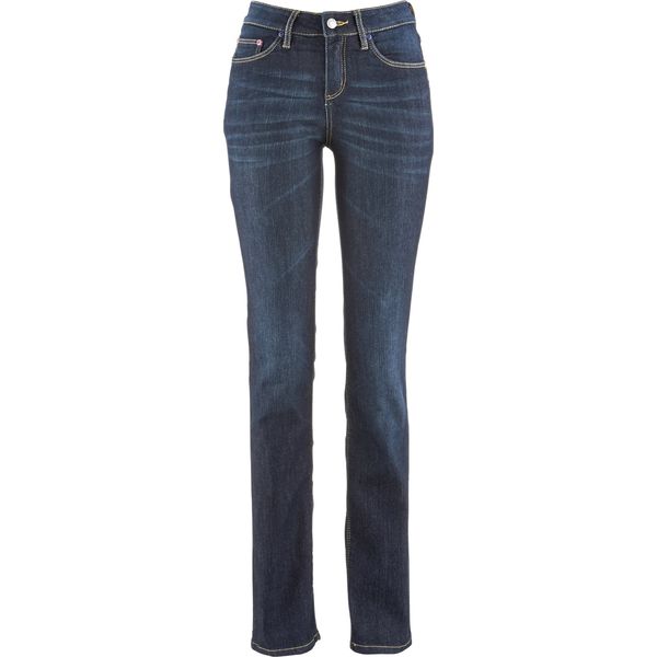 Dżinsy ze stretchem straight, mid waist. Niebieskie jeansy damskie bonprix. Za 124.99 zł.