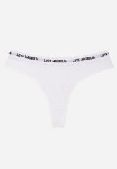 Białe Majtki Typu Stringi z Bawełną i Napisami Veza. Białe stringi damskie Born2be, l, bez wzorów, z bawełny. Za 7.99 zł.