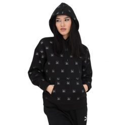 Damska Bluza Z Nadrukiem Love Na Całej Powierzchni. Czarne bluzy damskie Puma, l, bez wzorów, z bawełny, z kapturem. Za 186.90 zł.
