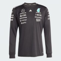 KOSZULKA MERCEDES - AMG PETRONAS FORMULA ONE TEAM DRIVER LONG SLEEVE. Białe bluzki z długim rękawem męskie Adidas, xl, bez wzorów, z dzianiny, eleganckie, bez kołnierzyka. Za 439.00 zł.