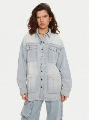 One Teaspoon Koszula jeansowa 26628 Niebieski Relaxed Fit. Niebieskie bluzki damskie One Teaspoon, m, bez wzorów, z bawełny, bez kołnierzyka, bez ramiączek. Za 639.99 zł.