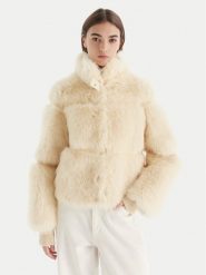Patrizia Pepe Futro 2O0174 E077 W405 Écru Regular Fit. Płaszcze damskie Patrizia Pepe, bez wzorów, z futra, bez kaptura. Za 2,049.00 zł.