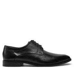 Półbuty Bugatti. Czarne eleganckie półbuty Bugatti, wizytowe, bez zapięcia. Za 349.99 zł.