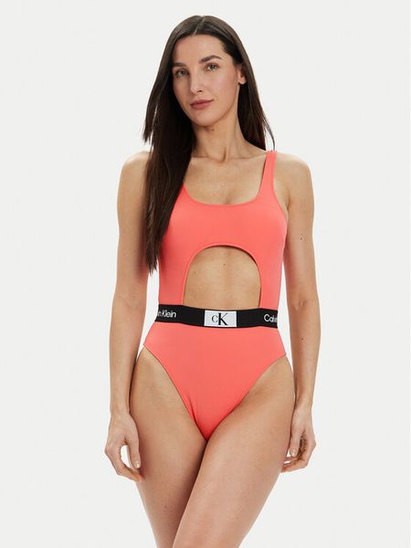 Calvin Klein Swimwear Strój kąpielowy KW0KW02357 Koralowy. Pomarańczowe kostiumy jednoczęściowe damskie Calvin Klein Swimwear, s, bez wzorów, z syntetyku. Za 309.99 zł.