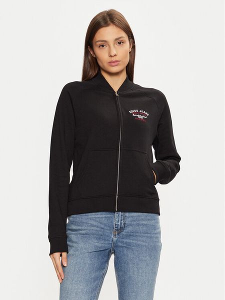 Guess Jeans Bluza W5RQ22 K68I4 Czarny Regular Fit. Czarne bluzy damskie Guess Jeans, s, z aplikacjami, z bawełny, bez kaptura. Za 219.99 zł.