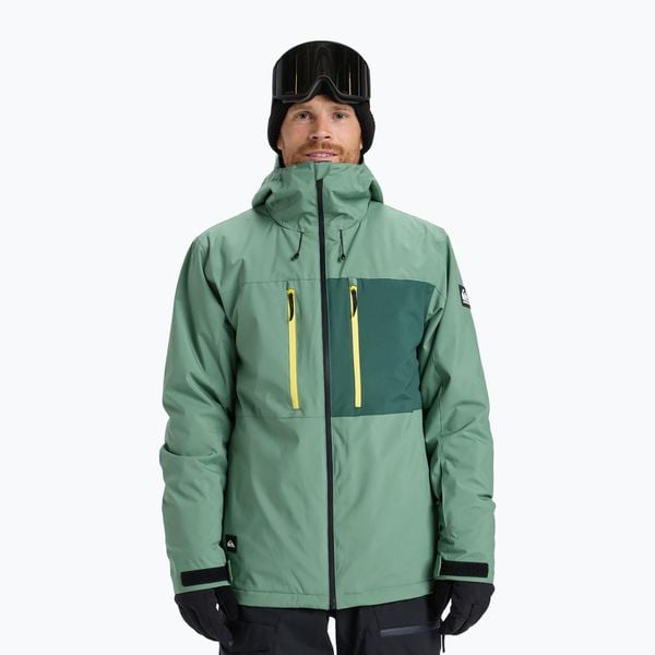 Kurtka snowboardowa męska Quiksilver Sycamore Solid 20K. Zielone kurtki męskie Quiksilver, l, bez wzorów, z materiału, długie, bez kaptura, snowboardowy. Za 909.99 zł.