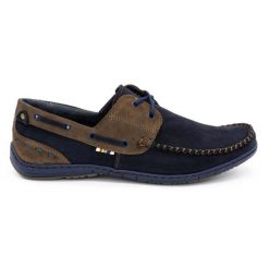 KOMODO Buty męskie mokasyny 902 granatowe niebieskie. Niebieskie mokasyny męskie z gumy, casualowe, bez zapięcia. Za 362.62 zł.