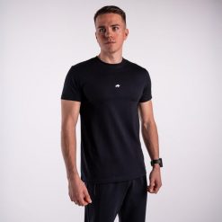 Koszulka regular basic DZIK® czarna. Czarne koszulki sportowe męskie DZIK, l, bez wzorów, bez kołnierzyka, bez ramiączek. Za 159.99 zł.