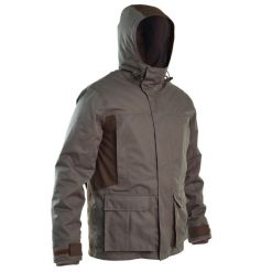 Kurtka myśliwska Solognac 500 Warm wodoodporna. Brązowe kurtki męskie SOLOGNAC, l, bez wzorów, z materiału, sportowe, bez kaptura. Za 449.99 zł.