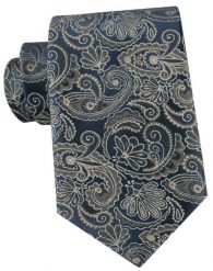 Granatowy Krawat w Kwiaty o Odcieniach Beżu - Chattier. Niebieskie krawaty i muchy Chattier, bez wzorów, z tkaniny, eleganckie. Za 55.00 zł.