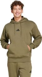 Adidas Bluza męska adidas Essentials Feelcozy Fleece oliwkowa JE3799 XL. Zielone bluzy męskie Adidas, m, bez wzorów, bez kaptura. Za 236.04 zł.