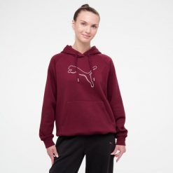Bluza z kapturem damska Puma Gym & Pilates. Czerwone bluzy sportowe damskie Puma, bez wzorów, z bawełny, na fitness i siłownię. Za 179.99 zł.