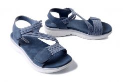 ARTIKER RELAKS 56C1330 niebieski, sandały damskie. Niebieskie sandały damskie Artiker Relaks, bez wzorów, bez obcasa, na płaskiej podeszwie, bez zapięcia. Za 147.92 zł.