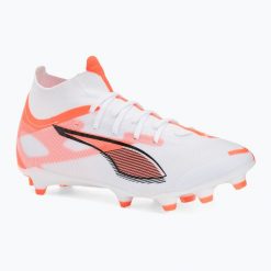 Buty piłkarskie Puma Ultra 5 Match+ FG/AG. Białe buty sportowe męskie Puma, bez zapięcia, do piłki nożnej. W wyprzedaży za 354.00 zł.