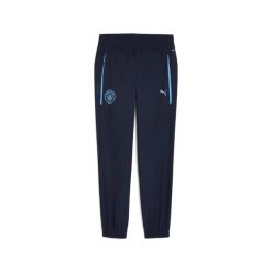 Spodnie dresowe Manchester City Woven 2025/26. Niebieskie spodnie sportowe męskie Puma, m, bez wzorów, z dresówki, do piłki nożnej. Za 290.40 zł.