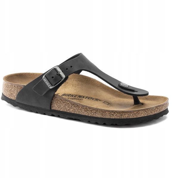 Birkenstock Gizeh LEOI 0845251 Czarne 36. Czarne sandały damskie Birkenstock, bez wzorów, bez obcasa, bez zapięcia. Za 437.61 zł.
