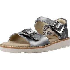 Sandały CLARKS CROWN BLOOM T Srebrny. Szare sandały damskie Clarks, bez wzorów, ze skóry, bez obcasa, bez zapięcia. Za 131.99 zł.