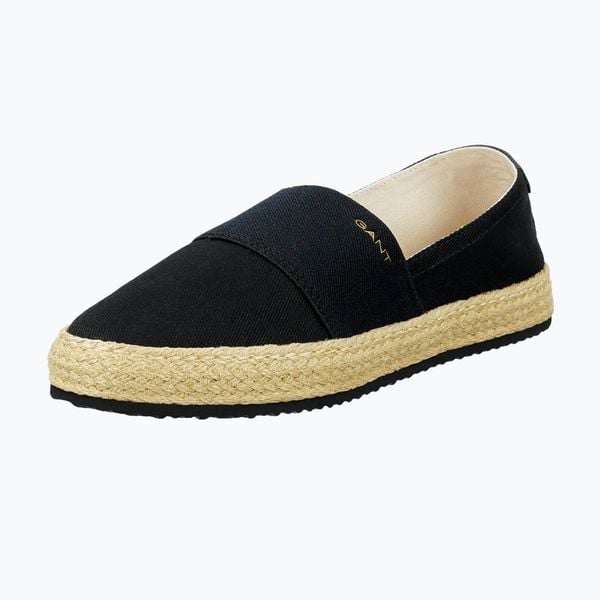 Espadryle damskie GANT Raffiaville. Czarne espadryle damskie GANT, bez wzorów, z materiału, eleganckie, bez obcasa, bez zapięcia. Za 270.99 zł.