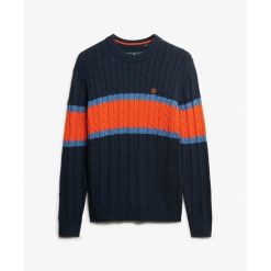 Sweter w paski z skręconej bawełny Superdry. Brązowe swetry przez głowę męskie Superdry., na zimę, m, bez wzorów, z bawełny, bez kołnierzyka. Za 326.85 zł.