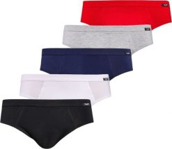 Teyli Pięciopak slipów męskich Toni L Czarny-biały-niebieski-szary-czerwony. Białe bokserki męskie Teyli, l, bez wzorów. Za 279.95 zł.