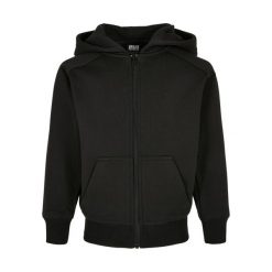 Bluza Z Kapturem Dla Chłopców Basic Full Zip Drawstring Hoodie. Czarne bluzy dla chłopców Urban Classics, bez wzorów, bez ramiączek, z kapturem. Za 186.99 zł.
