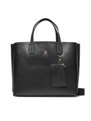 Tommy Hilfiger Torebka Th Distinct Satchel AW0AW17335 Czarny. Czarne torebki do ręki damskie Tommy Hilfiger, bez wzorów, ze skóry, bez dodatków. Za 539.99 zł.