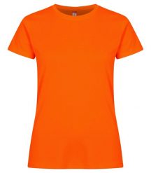 Clique Basic Active-T Women koszulka z poliestru – Visibility Orange. Brązowe koszulki sportowe damskie CLIQUE, m, bez wzorów, bez kołnierzyka, bez ramiączek. Za 100.99 zł.