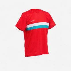 Koszulka do hokeja na trawie dla dzieci Korok na rozgrzewkę. Czerwone t-shirty i topy dla dziewczynek KOROK, bez wzorów, z elastanu, bez ramiączek. W wyprzedaży za 29.99 zł.