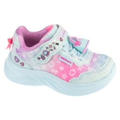 Buty sportowe Sneakersy dziewczęce, Power Jams 2.0. Niebieskie buty sportowe dziewczęce Skechers, bez wzorów, bez zapięcia, trekkingowe, Skechers Sport. Za 199.99 zł.