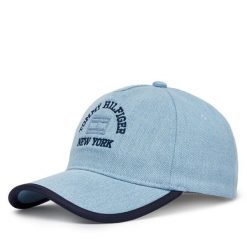 Czapka z daszkiem Tommy Hilfiger. Niebieskie czapki i kapelusze damskie Tommy Hilfiger, bez wzorów. Za 229.99 zł.