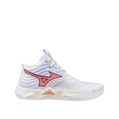 Buty do siatkówki Mizuno Wave Momentum Elite Mid Białe/Różowe. Białe obuwie sportowe damskie Mizuno, bez wzorów, z syntetyku, do siatkówki, mizuno wave. Za 682.40 zł.