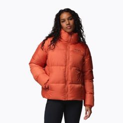 Kurtka ocieplana damska Columbia Puffect II Full Zip. Brązowe kurtki sportowe damskie Columbia, bez wzorów, z puchu, bez kaptura, trekkingowe. Za 479.99 zł.