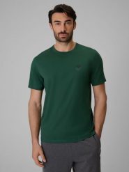 4F T-shirt regular gładki męski - zielony S. Zielone t-shirty męskie 4f, m, bez wzorów, biznesowe, bez kołnierzyka. Za 59.99 zł.
