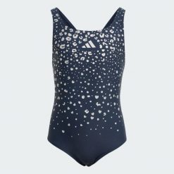 Kostium kąpielowy Glitter V-back Swimsuit Kids. Fioletowe stroje kąpielowe dla dziewczynek Adidas, bez wzorów, z elastanu. Za 179.85 zł.