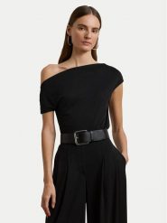 LAUREN RALPH LAUREN Bluzka 200963913002 Czarny Slim Fit. Czarne bluzki damskie Lauren Ralph Lauren, s, bez wzorów, z syntetyku, bez kołnierzyka, bez ramiączek. Za 259.99 zł.