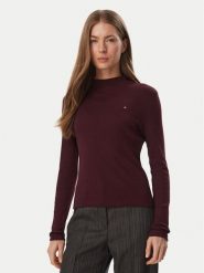 Tommy Hilfiger Bluzka Cody WW0WW47307 Bordowy Slim Fit. Czerwone koszule damskie Tommy Hilfiger, xs, bez wzorów, z bawełny, bez kołnierzyka, bez ramiączek. Za 249.99 zł.