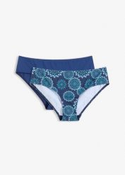 Figi bikini (2 pary). Niebieskie bikini damskie bonprix, bez wzorów. Za 94.99 zł.