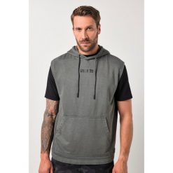 Męska Bluza belly fit fitness dzianina dresowa kaptur bez rękawów. Szare bluzy sportowe męskie JAY-PI, m, bez wzorów, z bawełny, bez kaptura, na fitness i siłownię. Za 239.99 zł.