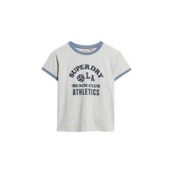 Damska koszulka w kontrastowym kolorze Superdry Athletic Essentials Beach. Szare koszulki sportowe damskie Superdry., m, bez wzorów, z bawełny, bez kołnierzyka, bez ramiączek. Za 148.05 zł.