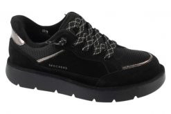 Buty sportowe Sneakersy damskie, Slip-ins: Keepsakes Cozy-Street Hiker EZ. Czarne trampki i tenisówki damskie Skechers, bez wzorów, z materiału, sportowe, przed kostkę, bez zapięcia. Za 379.99 zł.