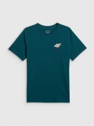 4F T-shirt regular gładki męski - turkusowy L. Niebieskie t-shirty męskie 4f, l, bez wzorów, z dresówki, biznesowe, bez kołnierzyka. Za 69.99 zł.