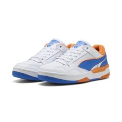 Sneakersy unisex Rebound Retro PUMA White Team Royal Rickie Orange Blue. Białe obuwie sportowe damskie Puma, bez wzorów, z syntetyku, do koszykówki. Za 359.00 zł.