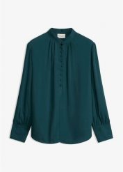 Bluzka tunikowa z szyfonu. Czerwone bluzki damskie bonprix, bez wzorów, z szyfonu, eleganckie, bez kołnierzyka, bez ramiączek. Za 129.99 zł.