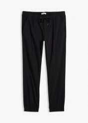 Spodnie z gumką w talii, straight, relaxed fit. Czarne spodnie sportowe męskie bonprix, m, bez wzorów. Za 149.99 zł.