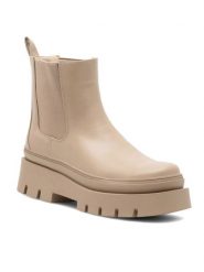 DeeZee Sztyblety LARA H230208-1 Beżowy. Brązowe botki damskie DeeZee, z materiału, bez obcasa, na płaskiej podeszwie, bez zapięcia. Za 119.99 zł.